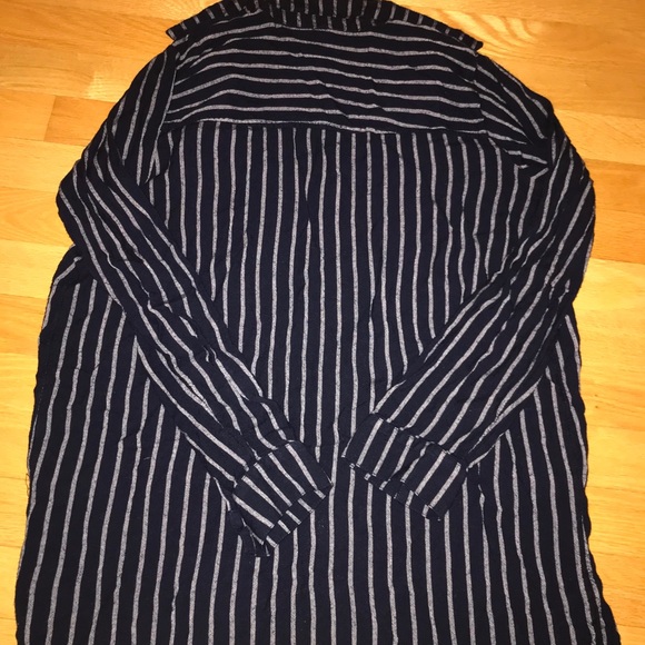 H&M blue striped tunic top with buttons - Picture 2 of 3